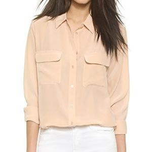 Equipment Signature Long Sleeve Blouse - Nude